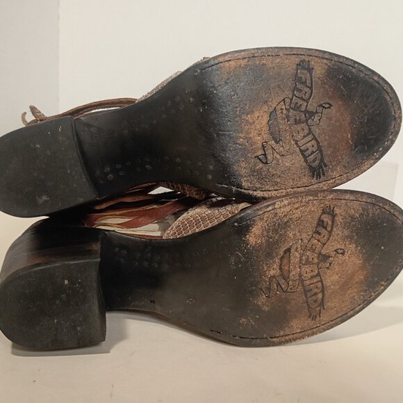 FREEBIRD by Steven Sz 9 "Nest" Strappy Sandal Ankle Boots Reptile/Suede Leather - Picture 14 of 15